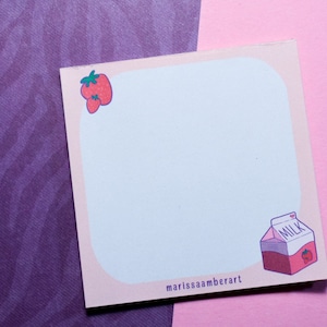 Kawaii Strawberry Milk 3x3 Memopad