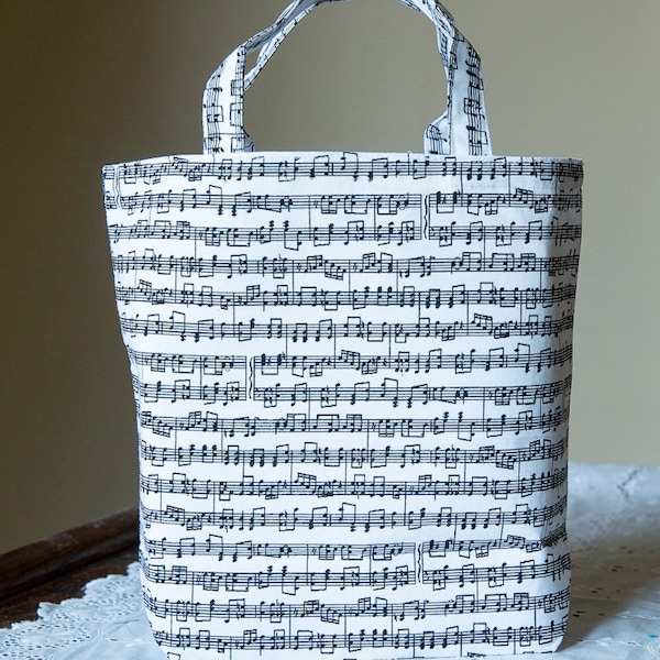 Handmade Fabric Reusable Small Bag/Tote Bag/Gift Bag for Musician:  Musical Notes