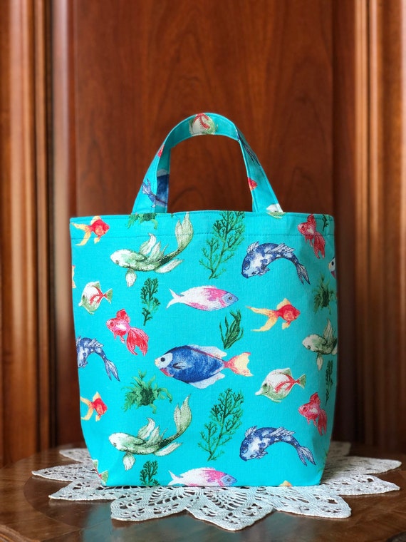 Small Cloth Tote Bag, Fabric Gift Bag or Snack Bag: Koi Fish, Goldfish,  Tropical Fish 