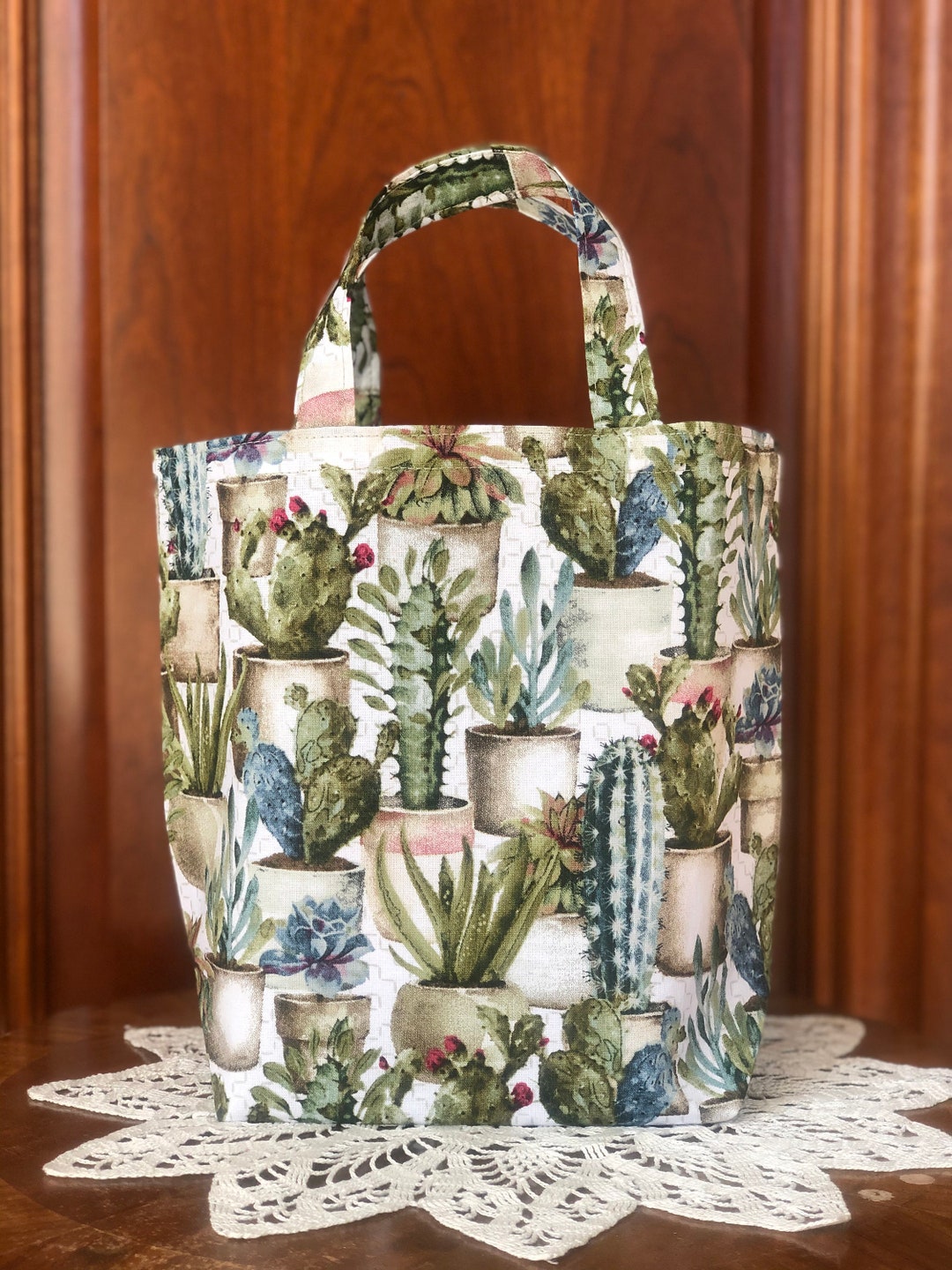 Fabric Cactus Gift Bag With Handles Small Tote for Snacks Etsy