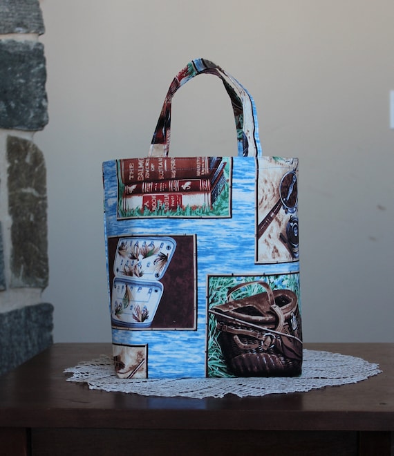 Small Tote Bag for a Man, Fabric Gift Bag for a Fisherman or