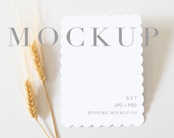 5 x 7 Minimalist Card Mockup, Scalloped Wedding stationary, Invitation Mockup, Greeting card mockup, Invite Mock Up, 5x7 card mockup