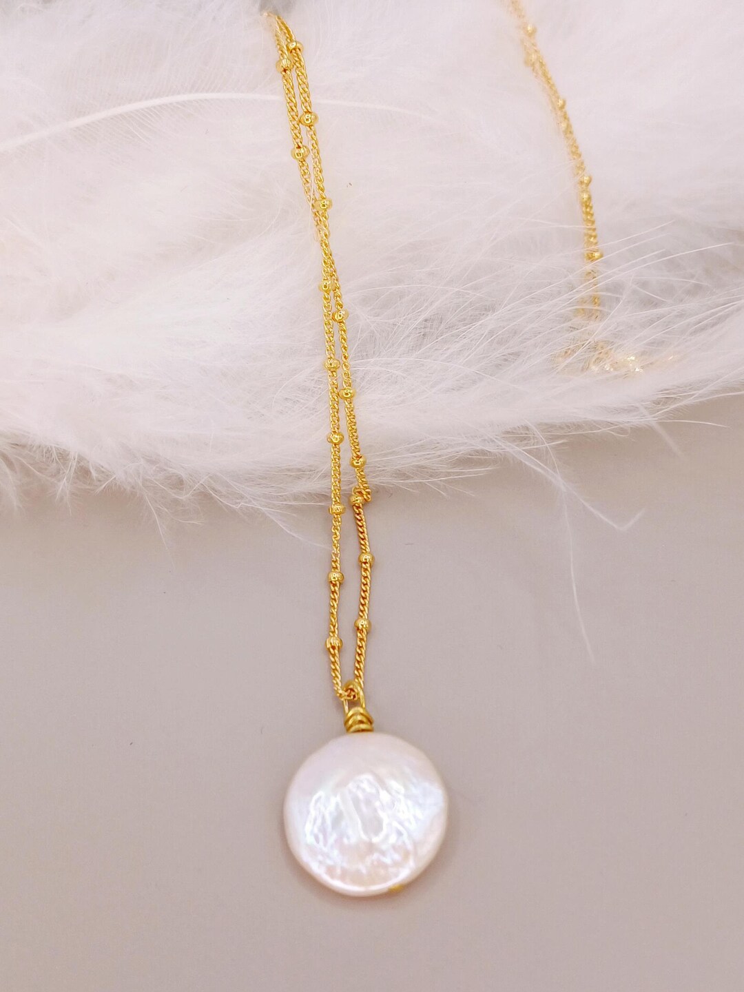 Gold Necklace With Pearl Chain main image 1