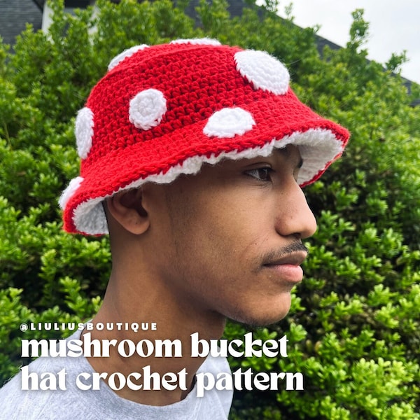 CROCHET PATTERN: Mushroom Bucket hat with gills, PDF download, crochet hat pattern, beginner crochet, digital download, instant download