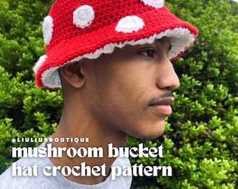 CROCHET PATTERN: Mushroom Bucket hat with gills, PDF download, crochet hat pattern, beginner crochet, digital download, instant download