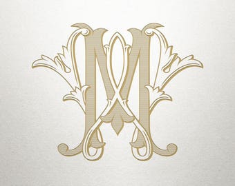 Interlocking Font Design - MW WM - Interlocking Font - Vintage