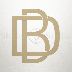 Könnte beinhalten: Verzahnte goldene Buchstaben "B" und "D" Monogramm-Design.