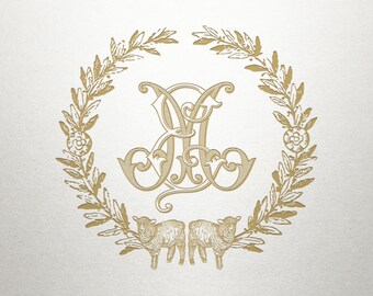 Monogram Baby Wreath - Sweet Lambs -  Baby Wreath - Digital