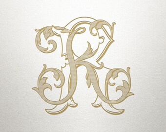 Ornate Monogram Design - KR RK - Ornate Monogram - Antique