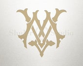 Digital Wedding Monogram - MV VM - Wedding Monogram - Vintage