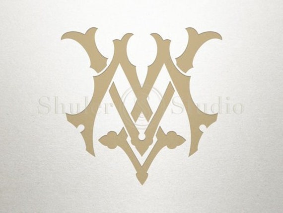 Wedding Monogram, BV Initials Logo – Elegant Quill