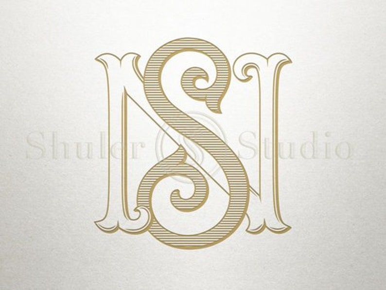 Vintage Digital Monogram NS SN Digital Monogram Custom image 1