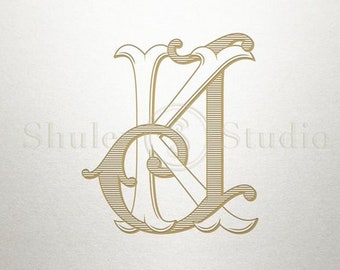 Wedding Monogram- JK KJ - Duogram - Digital