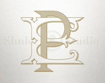 Digital Monogram Design - EP PE - Digital Monogram - Vintage