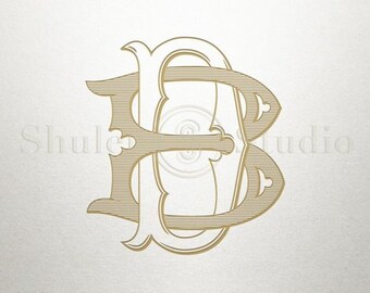 Interlocking Font Design - BD DB - Interlocking Font - Vintage