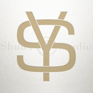 Peut inclure: Un monogramme avec les lettres "S" et "Y" entrelacées. Les lettres sont de couleur dorée et sont sur un fond blanc.