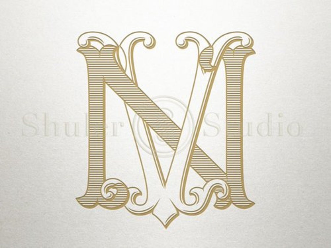 Interlocking Typography Interlocking Font Design - NV VN - Interlocking Font - Vintage - Etsy