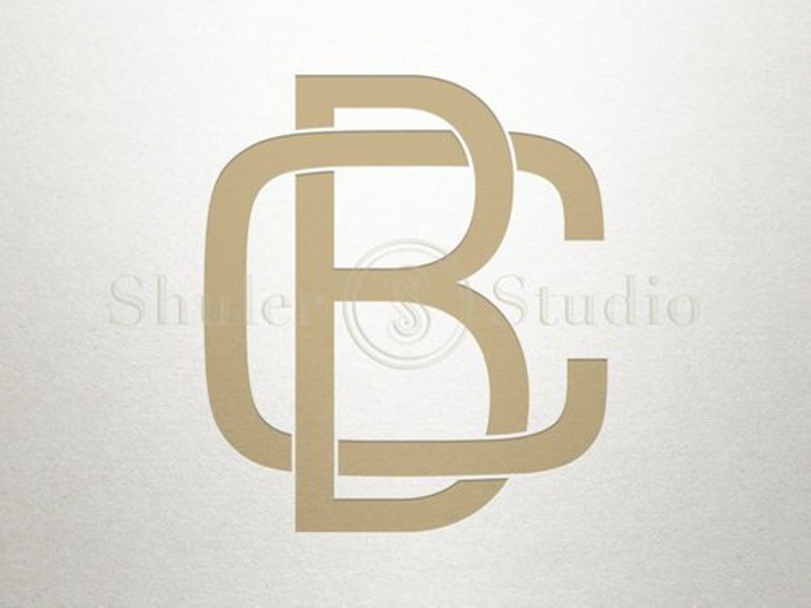 Overlapping Letters Design BC CB Overlapping Letters Digital Etsy