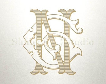 Digital Monogram Design - GN NG - Digital Monogram - Vintage