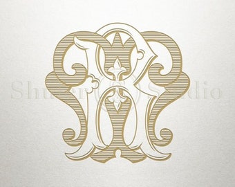 Custom Vintage Monogram -  MR RM - Vintage Monogram - Digital