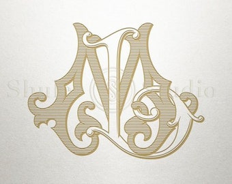 Interlocking Wedding Monogram - LM ML - Interlocking Monogram - Digital