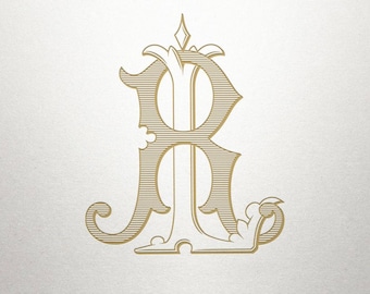 Ornate Monogram Design - LR RL - Ornate Monogram - Antique
