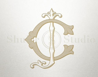 Interlocking Wedding Monogram - CJ JC - Interlocking Monogram - Digital