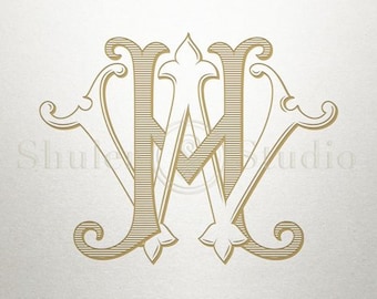 Interlocking Wedding Monogram - HW WH Monogram - Interlocking Wedding - Digital