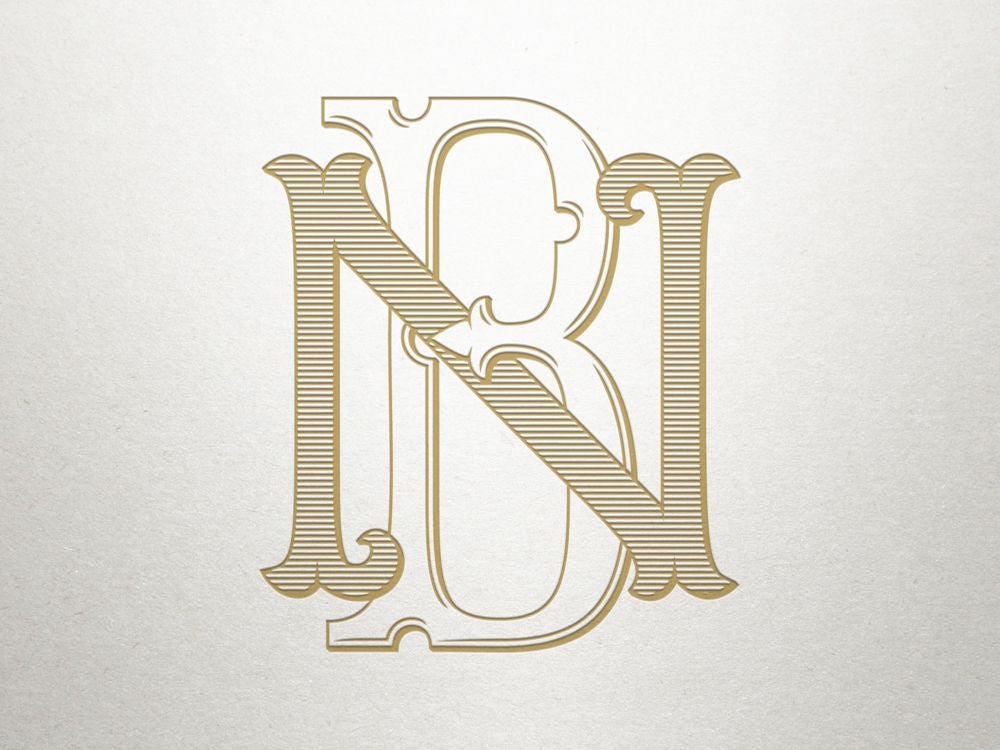Custom Monogram Design BN NB Custom Monogram Vintage Etsy