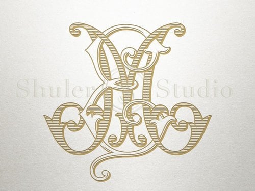 Digital Monogram Design - EM ME - Digital Monogram - Vintage