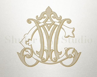 Wedding Monogram Design - CM MC - Interlocking Monogram - Digital