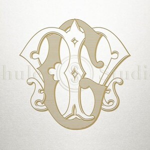 Digital Wedding Monogram - GM MG - Wedding Monogram - Vintage