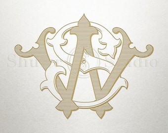 Vintage Wedding Monogram - SW WS - Wedding Monogram - Digital