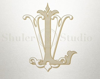 Wedding Initials Logo - LV VL - Wedding Initials - Vintage