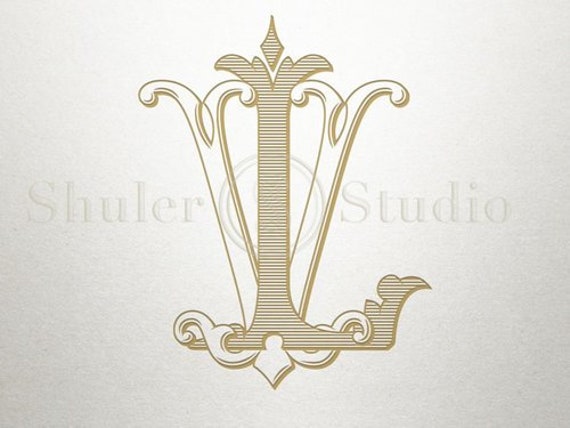 Wedding Initials Logo - LV VL - Wedding Initials - Vintage