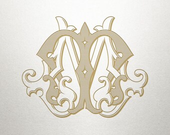 Ornate Monogram Design - MM - Ornate Monogram - Antique