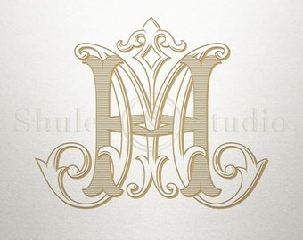 Wedding Monogram - HM MH - Duogram - Digital