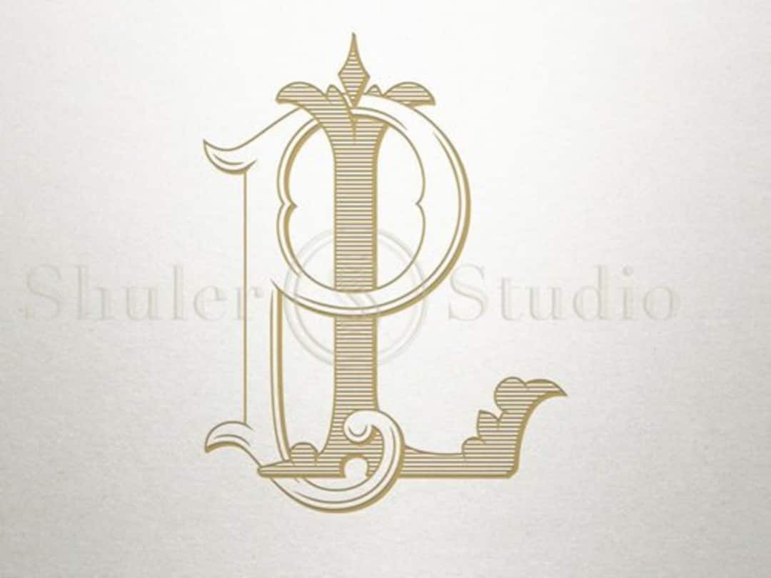 Monogram Pl Custom Bridal Monogram - LP PL - Bridal Monogram - Vintage - Etsy