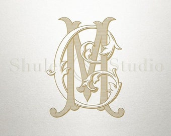 Vintage Wedding Monogram - CM MC - Wedding Monogram - Digital