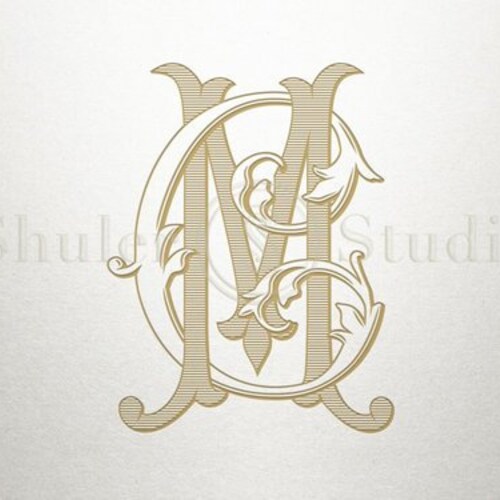 Vintage Wedding Monogram CM MC Wedding Monogram Digital | Etsy