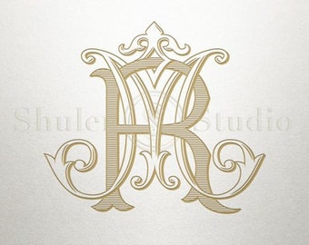 Vintage Wedding Monogram - MR RM - Wedding Monogram - Digital
