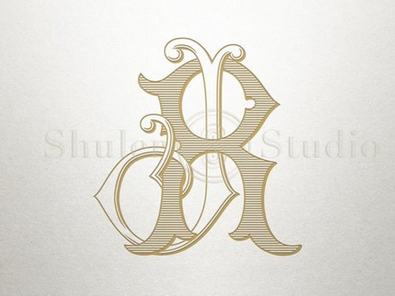 Custom Vintage Monogram Jr Rj Vintage Monogram Digital Etsy Hong Kong