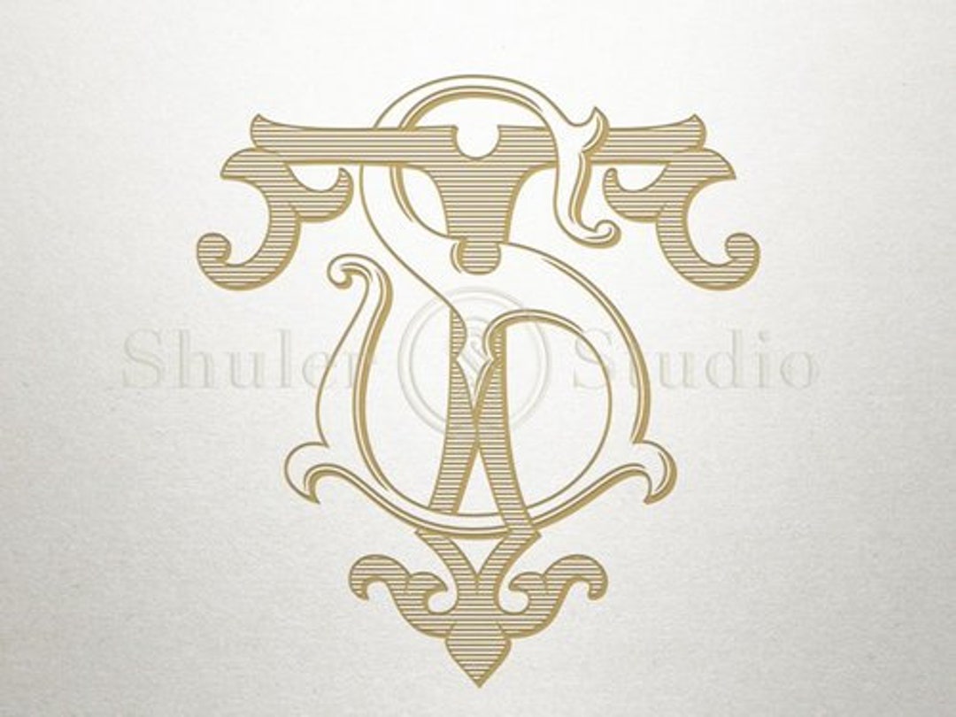 Custom Vintage Initials - ST TS - Vintage Initials - Digital - Etsy