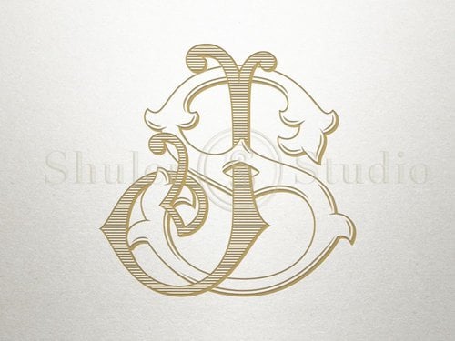 Interlocking Monogram Design - JS SJ - Monogram Design - Vintage - Etsy