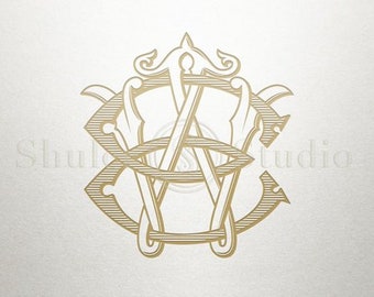 Wedding Invitation Monogram - EW WE - Invitation Monogram - Vintage