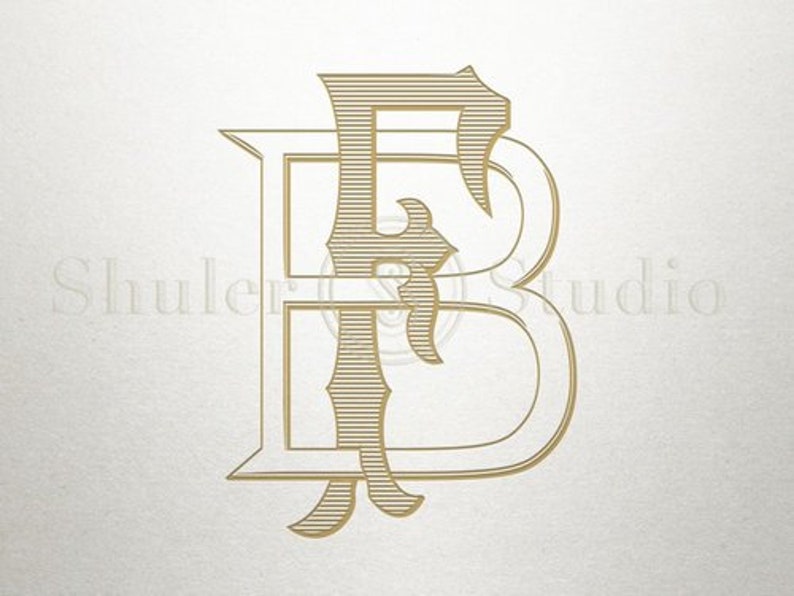 Monogram Bf Vintage Digital Monogram - BF FB - Digital Monogram - Interlocking - Etsy