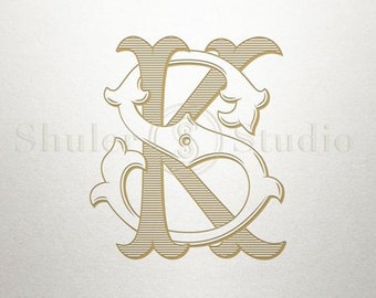 Antique Monogram Design - KS SK - Antique Monogram - Digital