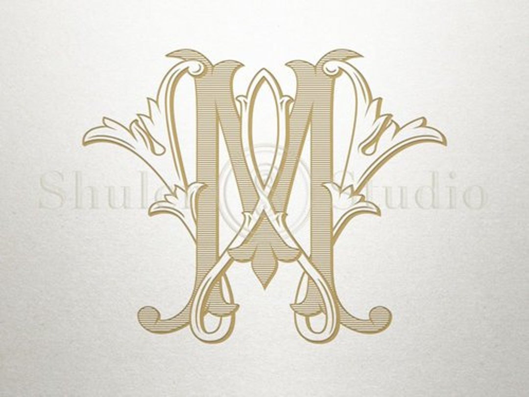 Interlocking Font Design - MW WM - Interlocking Font - Vintage - Etsy