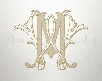 Interlocking Font Design - MW WM - Interlocking Font - Vintage