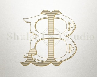 Wedding Initials Logo - BJ JB - Wedding Initials - Vintage